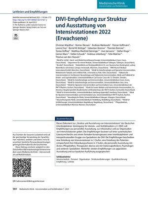 06 Divi Empfehlung Zur Struktur Und Ausstattung Von Intensivstationen 2022 (Erwachsene)