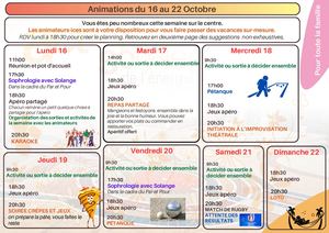 Animations Du 16 Au 22 Octobre 2023