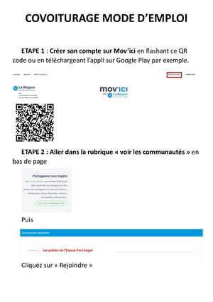 Communauté Mov'ici mode d'emploi