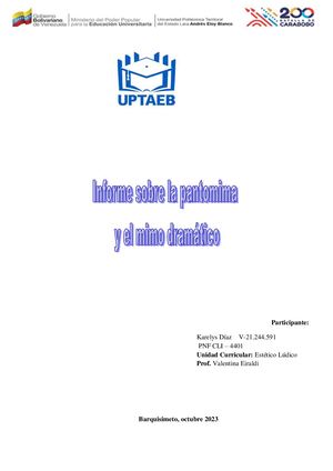 Informe sobre la pantomima y el mimo dramático.