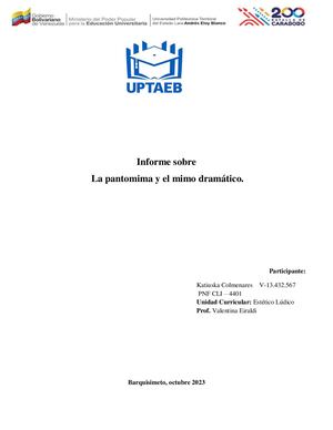 Informe Sobre La Pantomima Y El Mimo Dramático