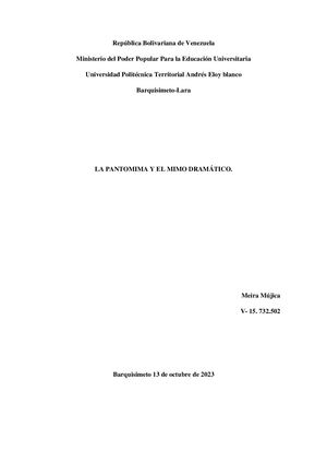 La Pantomima Y El Mimo Dramático