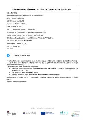 Compte Rendu Copil Interim Fait Son Cinema 6 Octobre 2023
