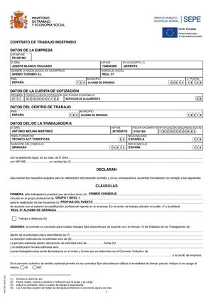 Ejemplo Contrato de trabajo