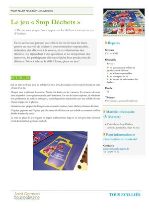 Jeu Stop Dechets