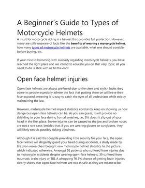 Benefits Of Wearing A Motorcycle Helmet
