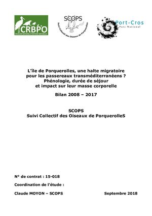 2018_L'île de Porquerolles, une halte migratoire pour les passereaux transméditerranéens-Bilan 2008-2017_SCOPS