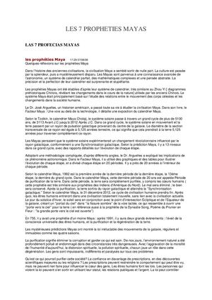 7 Propheties Mayas & Divers Mystère