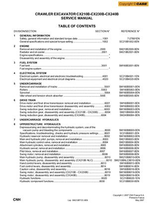 Case Cx210b Excavator Service Repair Manual