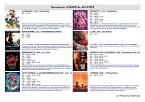 Programme du cinéma d'Agde du 18 octobre