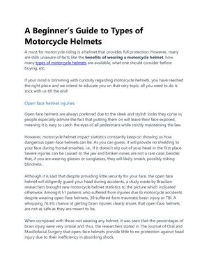A Beginner’s Guide To Types Of Motorcycle Helmets