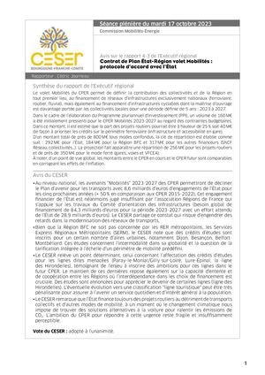 Contrat de Plan État-Région volet Mobilités : protocole d'accord avec l'État