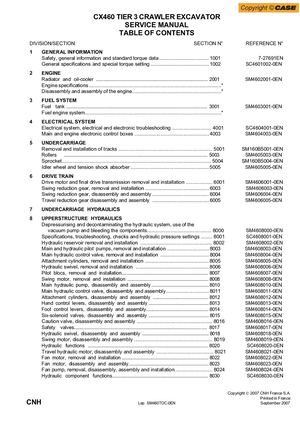 Case Cx460 Tier 3 Crawler Excavator Workshop Service Manual