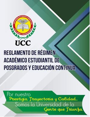 Reglamemto Estudiantil de Posgrado Y Educación Continua UCC