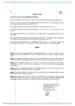 RLPI arrêté municipal ANDREZIEUX BOUTHEON