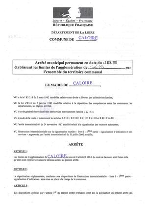 RLPI arrêté municipal CALOIRE