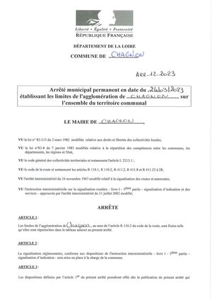 RLPI arrêté municipal CHAGNON