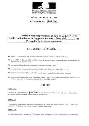 RLPI arrêté municipal PAVEZIN