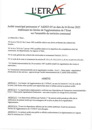 RLPI arrêté municipal  L'ETRAT
