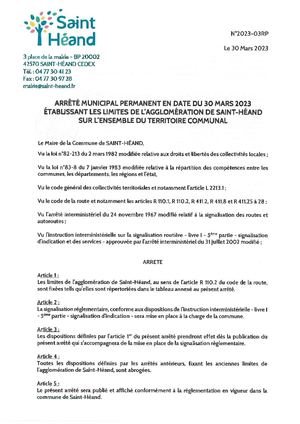 RLPI arrêté municipal SAINT-HEAND