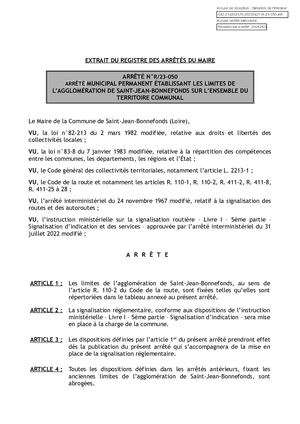 RLPI arrêté municipal SAINT-JEAN-BONNEFONDS