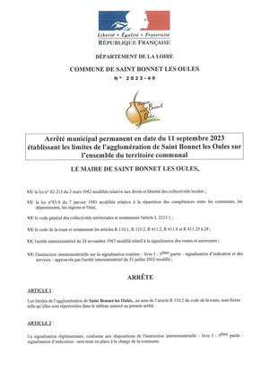 RLPI arrêté municipal SAINT BONNET LES OULES