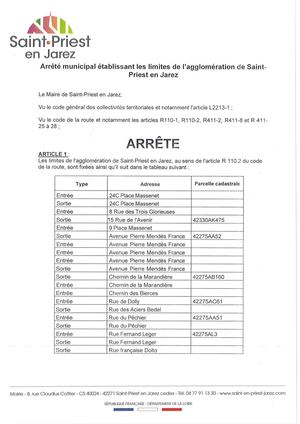 RLPI arrêté municipal SAINT-PRIEST-EN-JAREZ