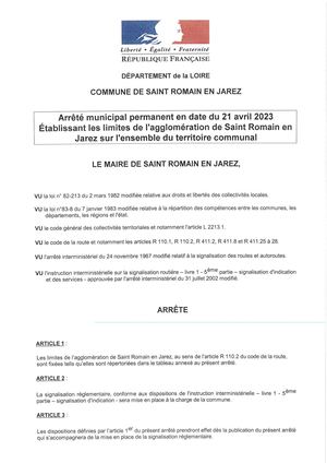 RLPI arrêté municipal SAINT-ROMAIN-EN-JAREZ