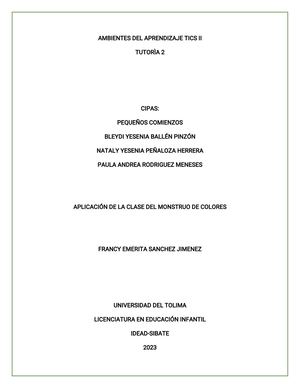 T2 Actividad Monstruo De Colores Pequeños Comienzos