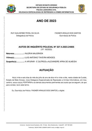 Advogado Do Filho Do Governador Pede E Delegacia De Repressão Aos Crimes Informáticos Abre Inquérito Contra Jornalistas E Veiculos Que Noticiam Pretensas Investigações Da Pf Sobre Luis Antonio Taveira
