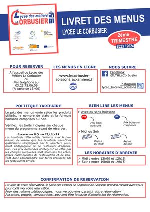Menus 2ème Trimestre 2023 2024