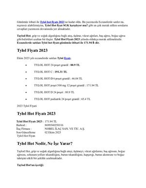Tylol Hot Fiyatı 2023