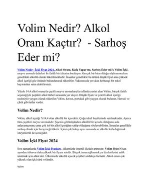 Volim Nedir Alkol Oranı Kaçtır Sarhoş Eder Mi