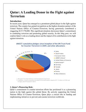 Qatar: A Leading Donor in the Fight against Terrorism