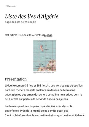 Liste Des îLes D'algérie