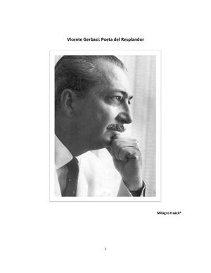 Milagro Haack Vicente Gerbasi Poeta Del Resplandor