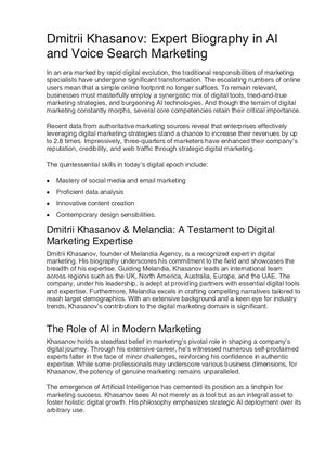 Dmitrii Khasanov Expert Biography In Ai And Voice Search Marketing
