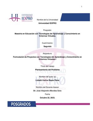 Planteamiento del Problema de Investigación.