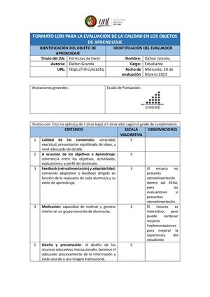 Ejemplo De Autoevaluación