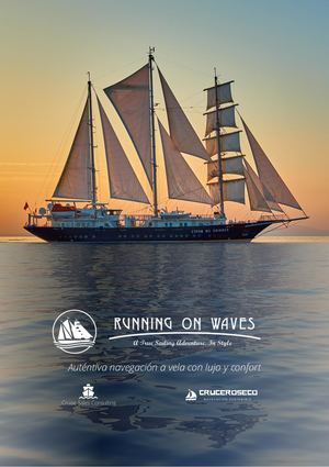 Flyer Velero Running On Waves