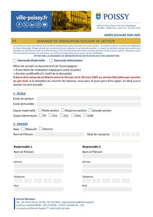 Dérogation Scolaire Commune Secteur 24 25