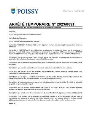 Reglement Interieur Des Accueils Periscolaires 2023