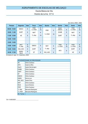 Horários Turmas 2023