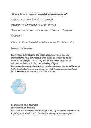 El Aporte Que Recibe El Español De Otras Lenguas (1)