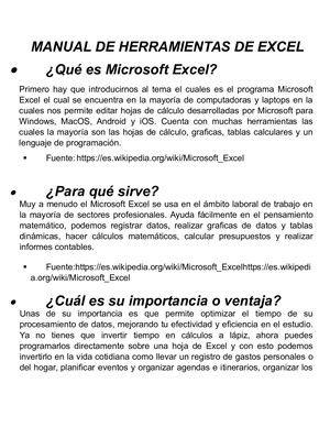 Manual De Herramientas De Excel