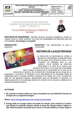 Formato 7 Grado Historia De La Electricid