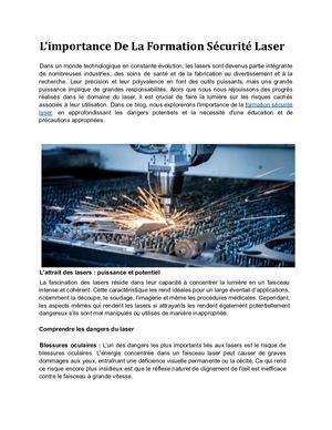 Formation Sécurité Laser