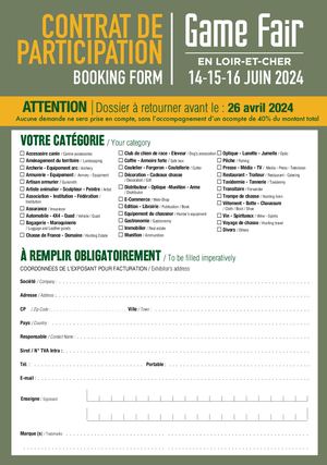 Contrat GAME FAIR 2024