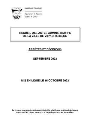 Recueil des actes administratifs septembre 2023