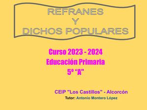Refranes y dichos populares - Octubre 2024